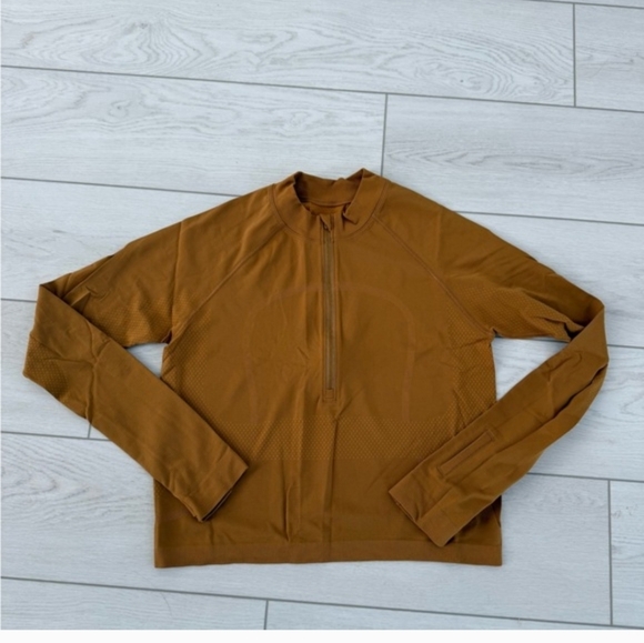 Lululemon Women's Mustard Long Sleeve Top 1/2 Zip Sz 12 - Picture 3 of 6